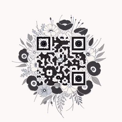 Anemone Poppy Wreath Ink Tattoo QR Code for Temporary Tattoos — image 1