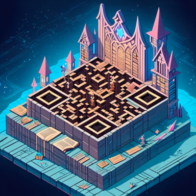 Isometric Haunted Spellbook Library QR Code for Posters — image 1