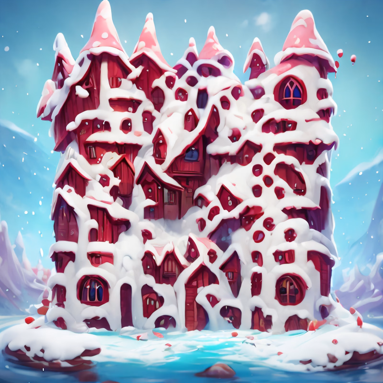 Snowy Crimson Fairytale Tower QR Code Art — image 1