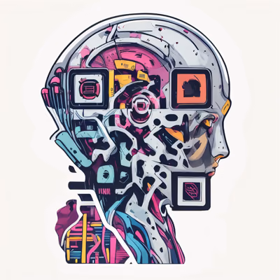 半机械人头像矢量二维码艺术贴纸 — 图片 1