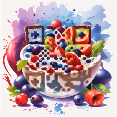 Smoothie Bowl Watercolor QR Code for Stickers — image 1
