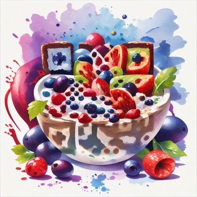 Smoothie Bowl Watercolor QR Code for Stickers