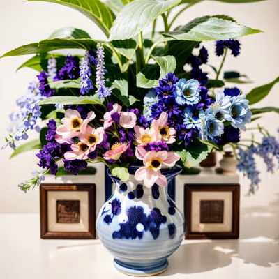 Blue Delphinium Bouquet Photo QR Code Art — image 1