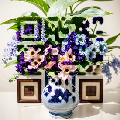 Blue Delphinium Bouquet Photo QR Code Art