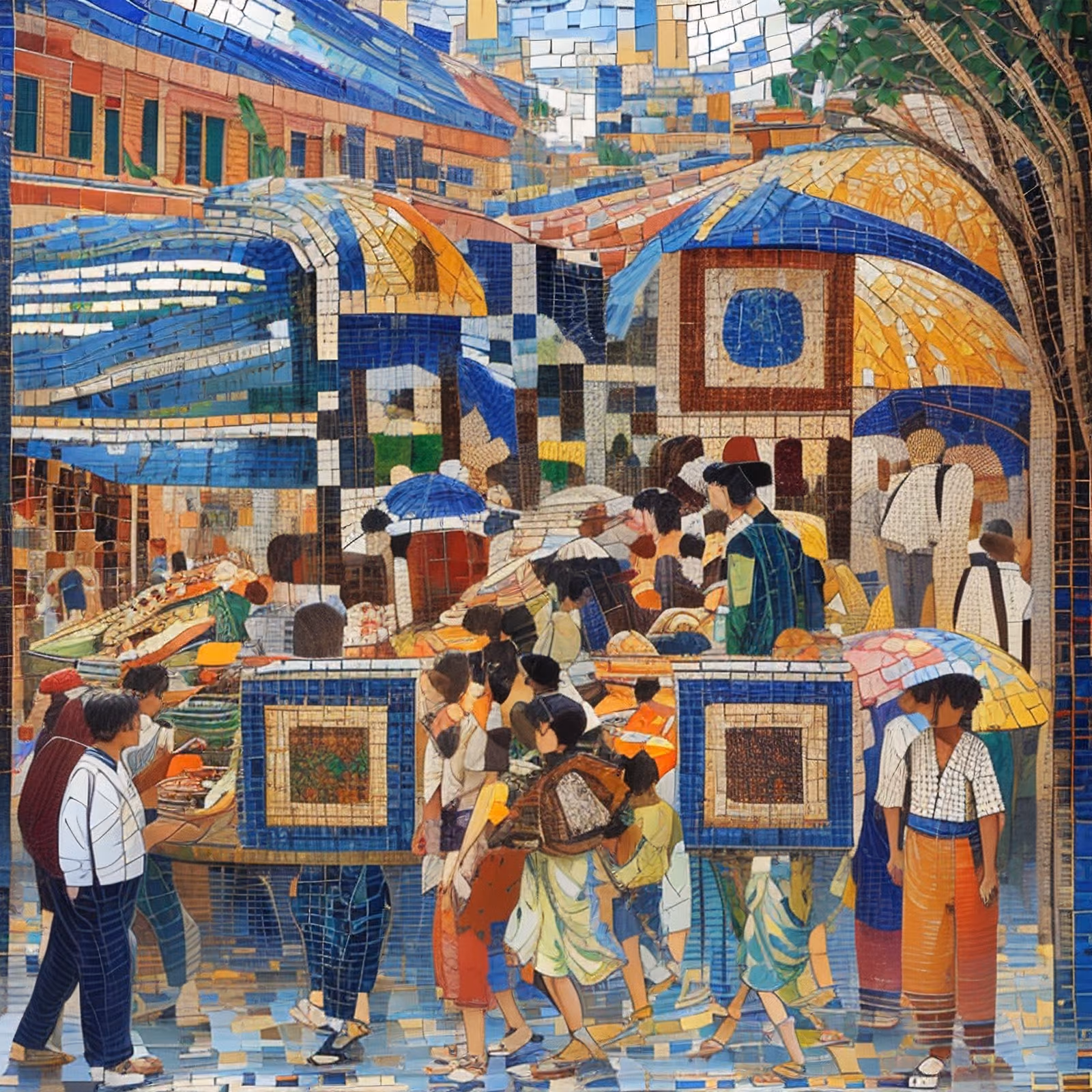 Bustling Marketplace Mosaic QR Code Art — image 1