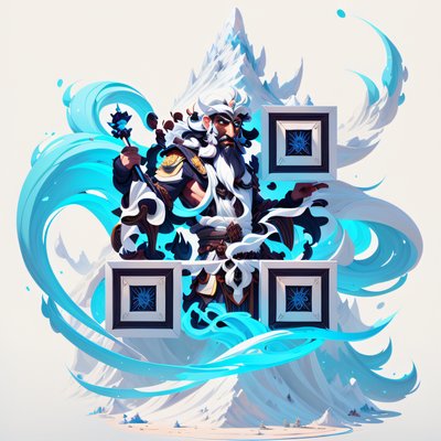 Bearded Mountain Deity Game Art QR Code for Posters