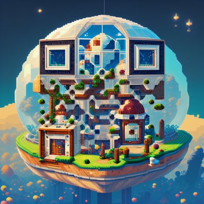 Pixel Art Space Colony Dome QR Code Art