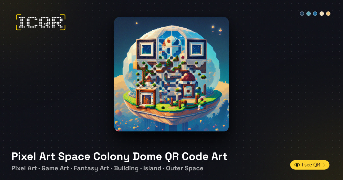 Pixel Art Space Colony Dome QR Code Art • ICQR