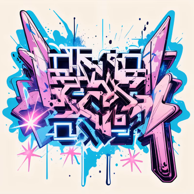 Pink Wildstyle Graffiti Lettering QR Code for Apparel — image 1