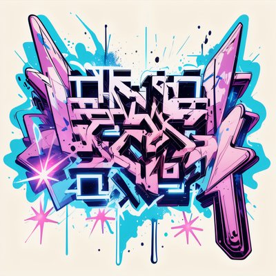Pink Wildstyle Graffiti Lettering QR Code for Apparel