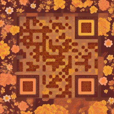 Orange Flower Pattern QR Code Art — image 1