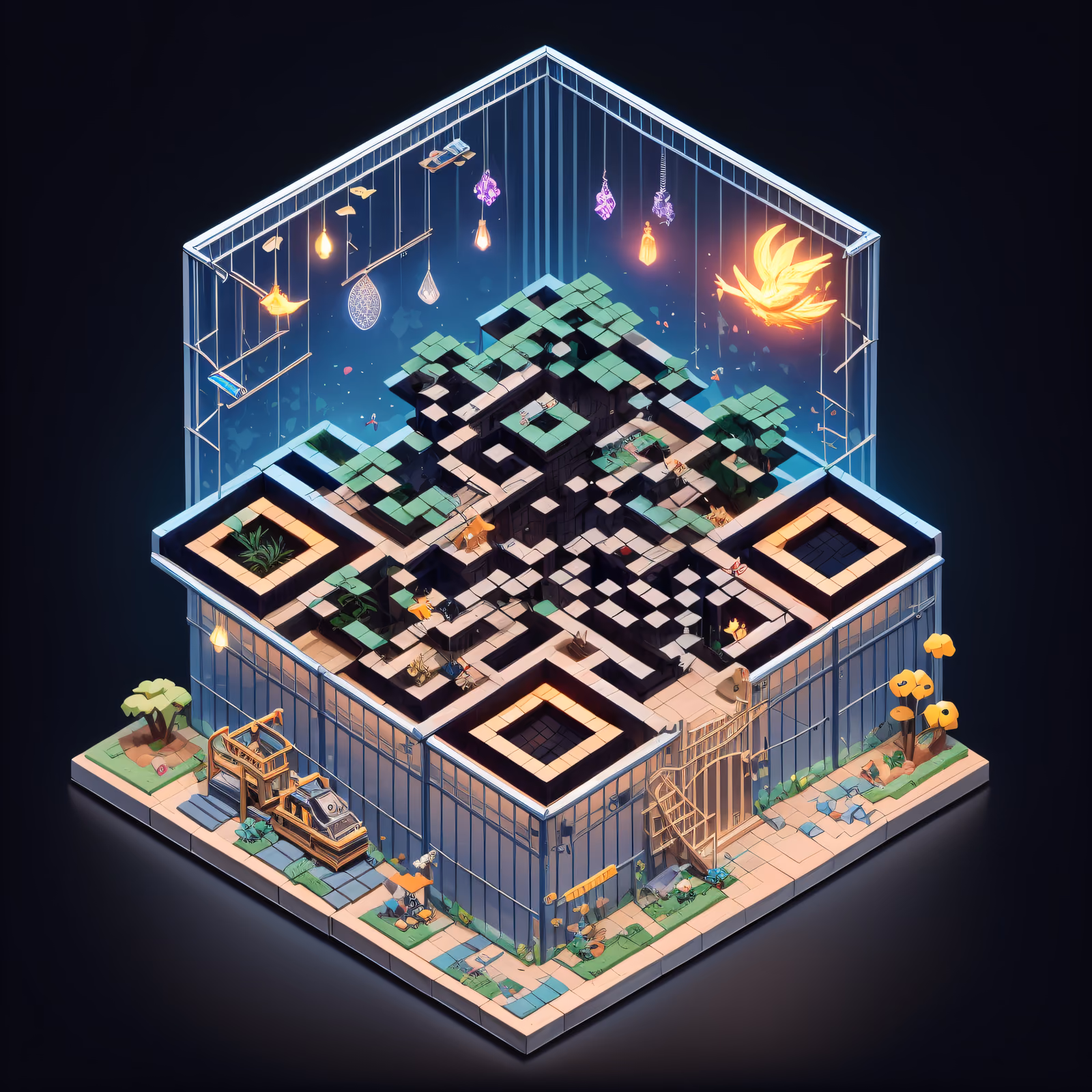 Isometric Zoo Garden Diorama QR Code Art — image 1