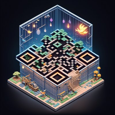 Isometric Zoo Garden Diorama QR Code Art