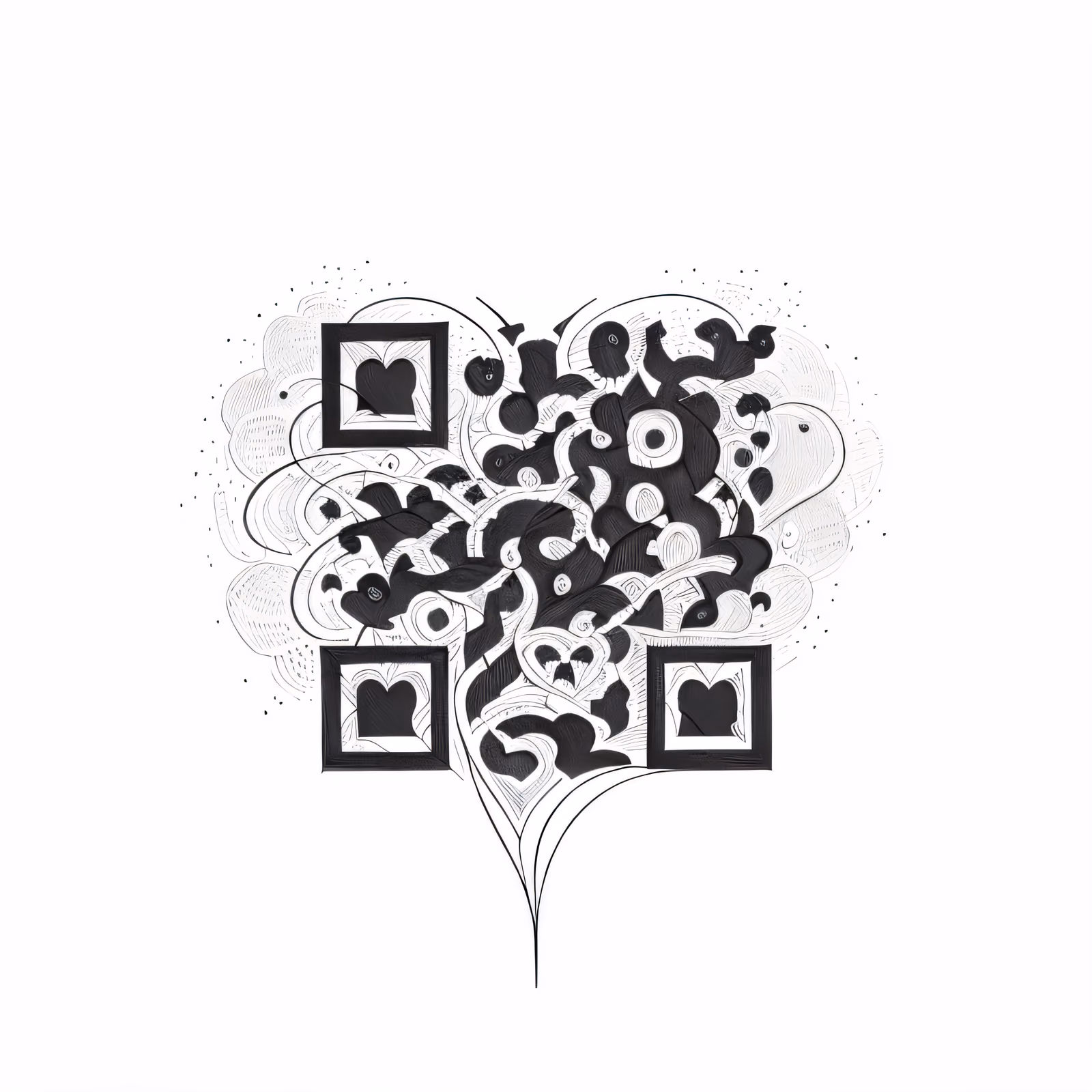Wisteria Vine Heart Tattoo QR Code for Temporary Tattoos — image 1