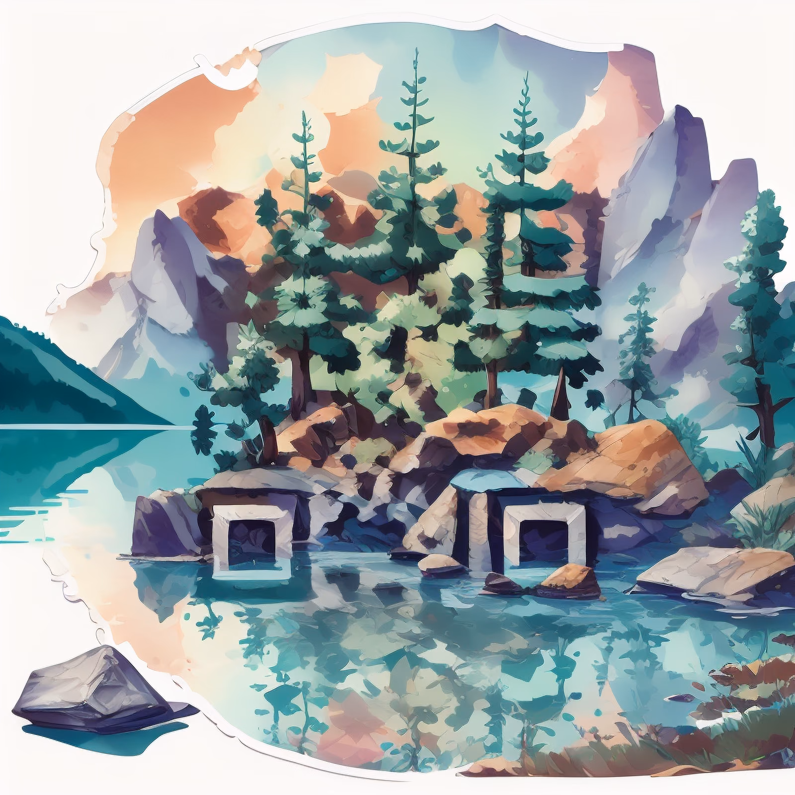 Pine Island Mountain Lake Sticker QR Code for Stickers — image 1