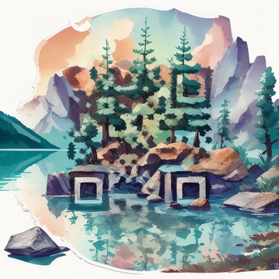 Pine Island Mountain Lake Sticker QR Code for Stickers