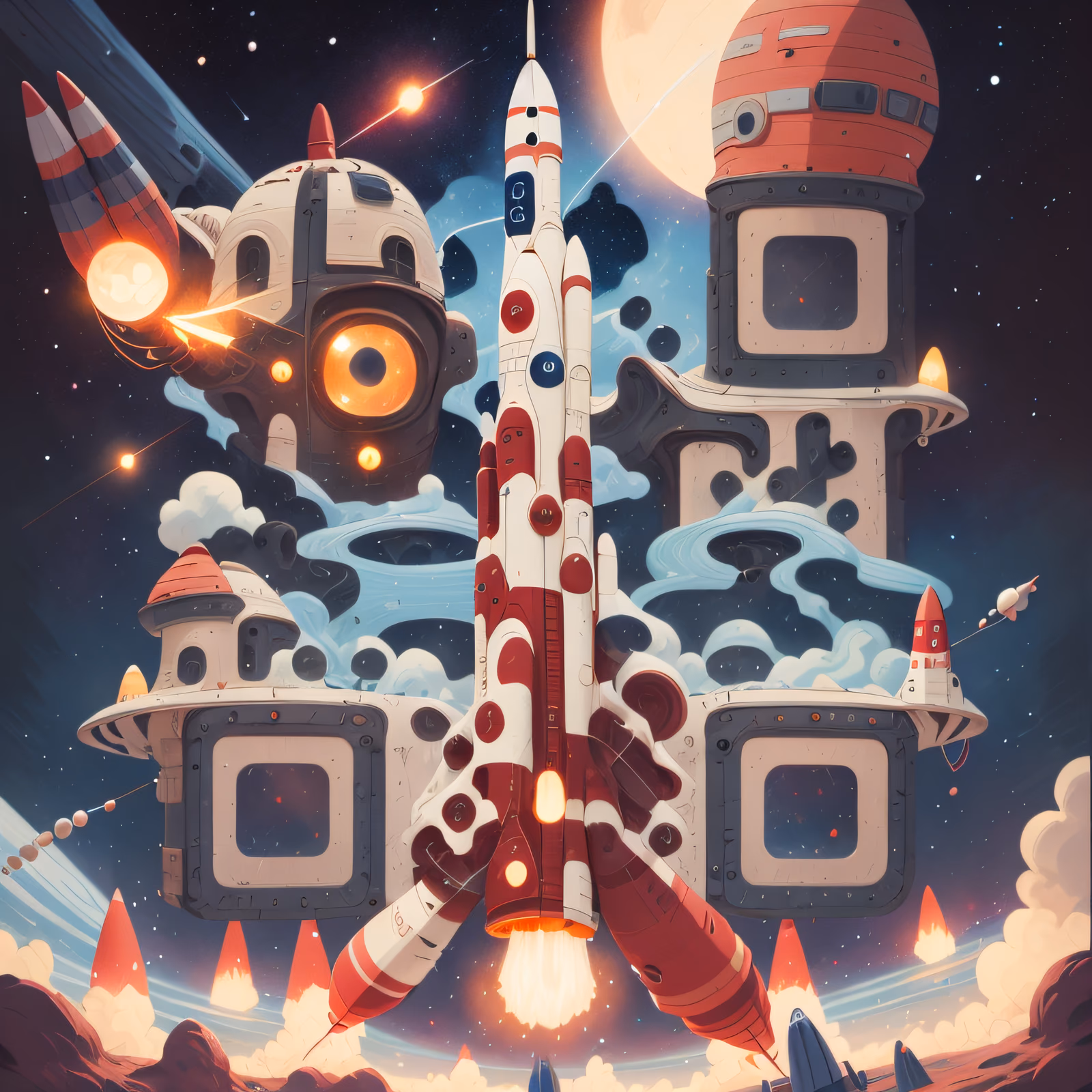 Cartoon Rocket Space Playground QR Code for Posters — image 1
