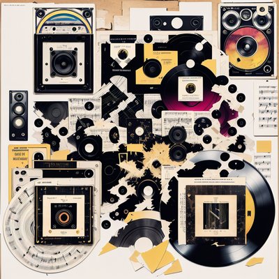 Vinyl Records Sheet Music Collage QR Code for Album Covers