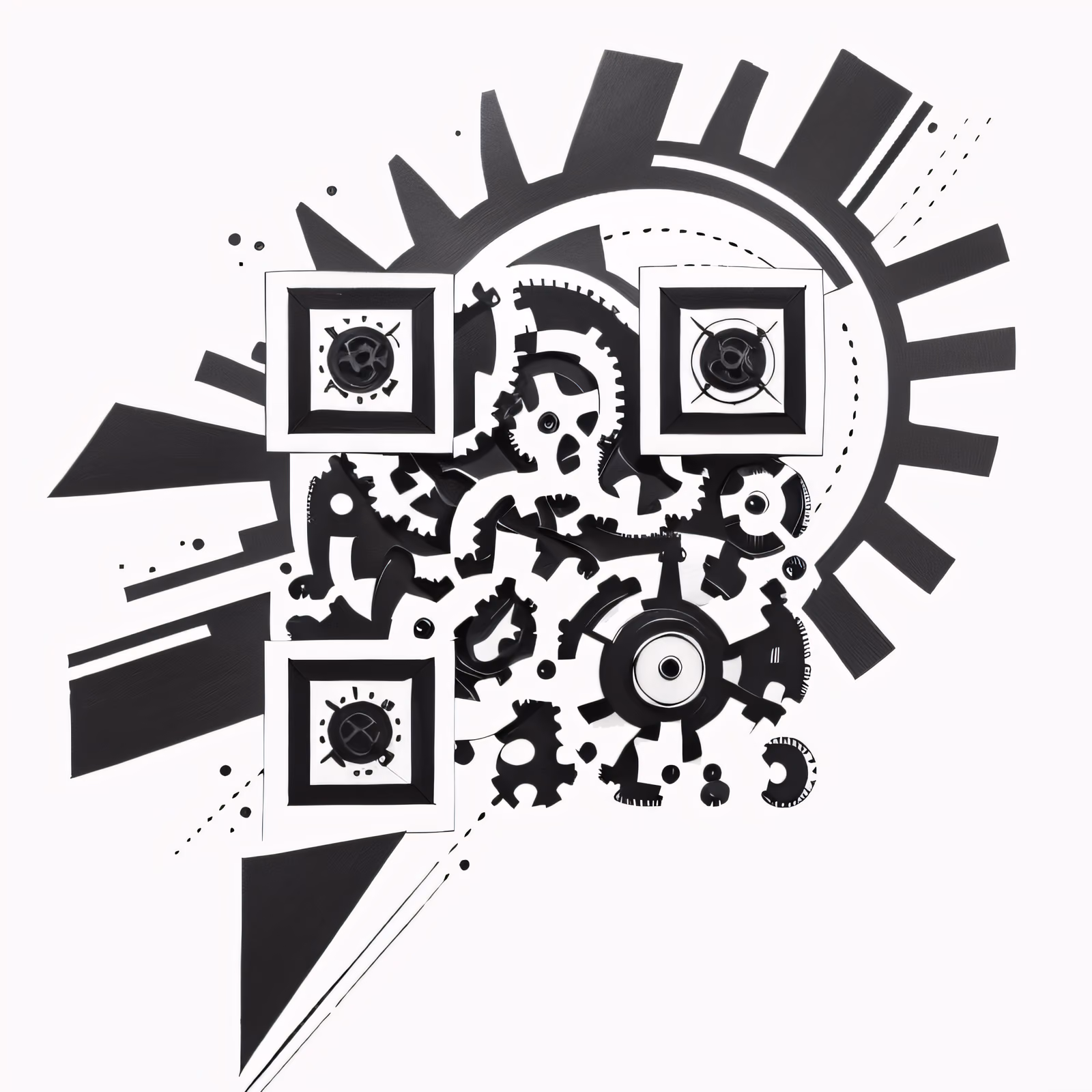 Interlocking Gears Tattoo Ink QR Code for Temporary Tattoos — image 1