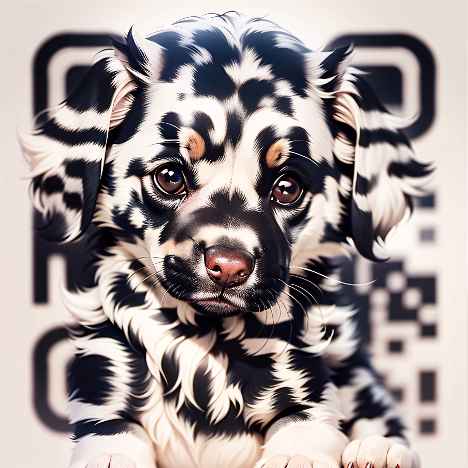 Spotted Puppy Portrait Illustration QR Code for Stickers — image 1