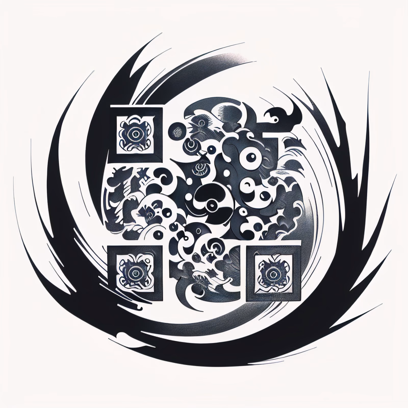 Волна инь-ян: QR-код для временных татуировок — изображение 1