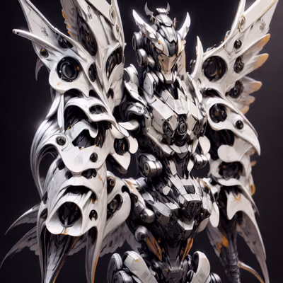 Winged Mecha Armor 3D Render QR Code for Posters — image 1
