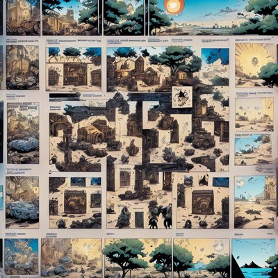 Comic Panel Ruins Storyboard QR Code for Posters