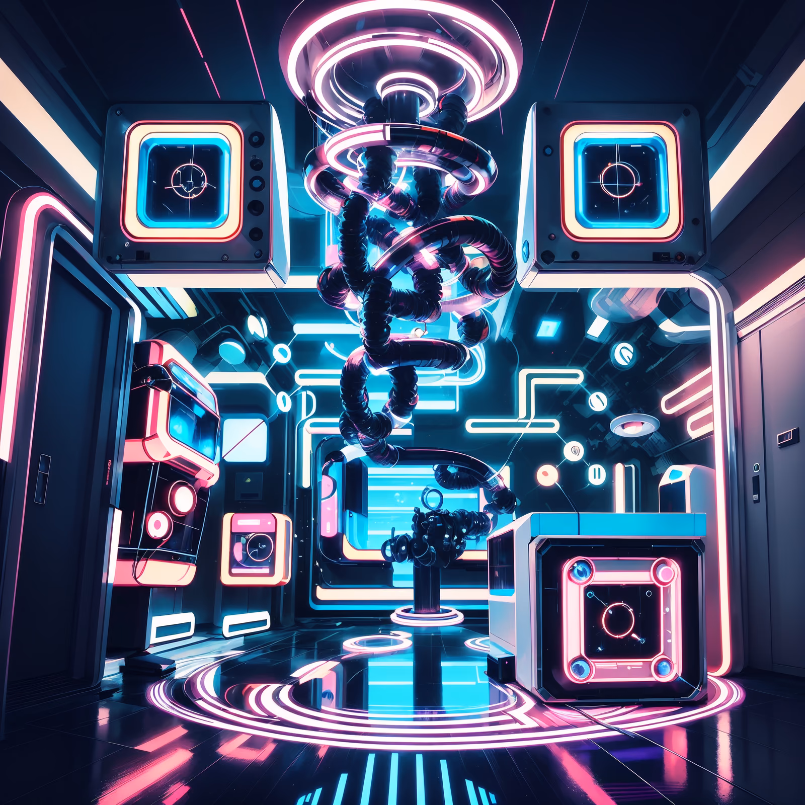 Neon Retrofuturist Chamber QR Code Poster — image 1