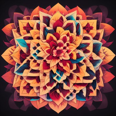 Layered Petal Flower Mandala QR Code for Apparel
