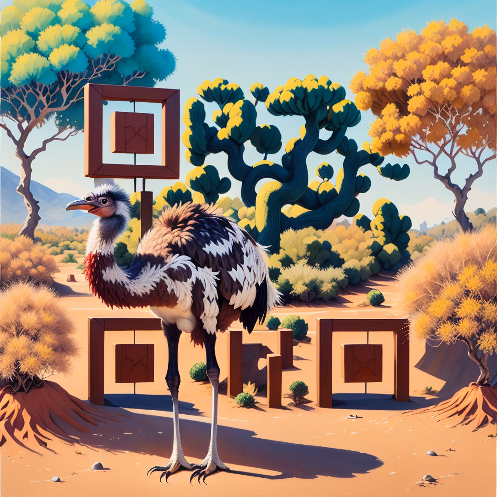 Ostrich Desert Gouache QR Code Art — image 1