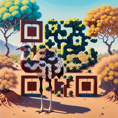 Ostrich Desert Gouache QR Code Art