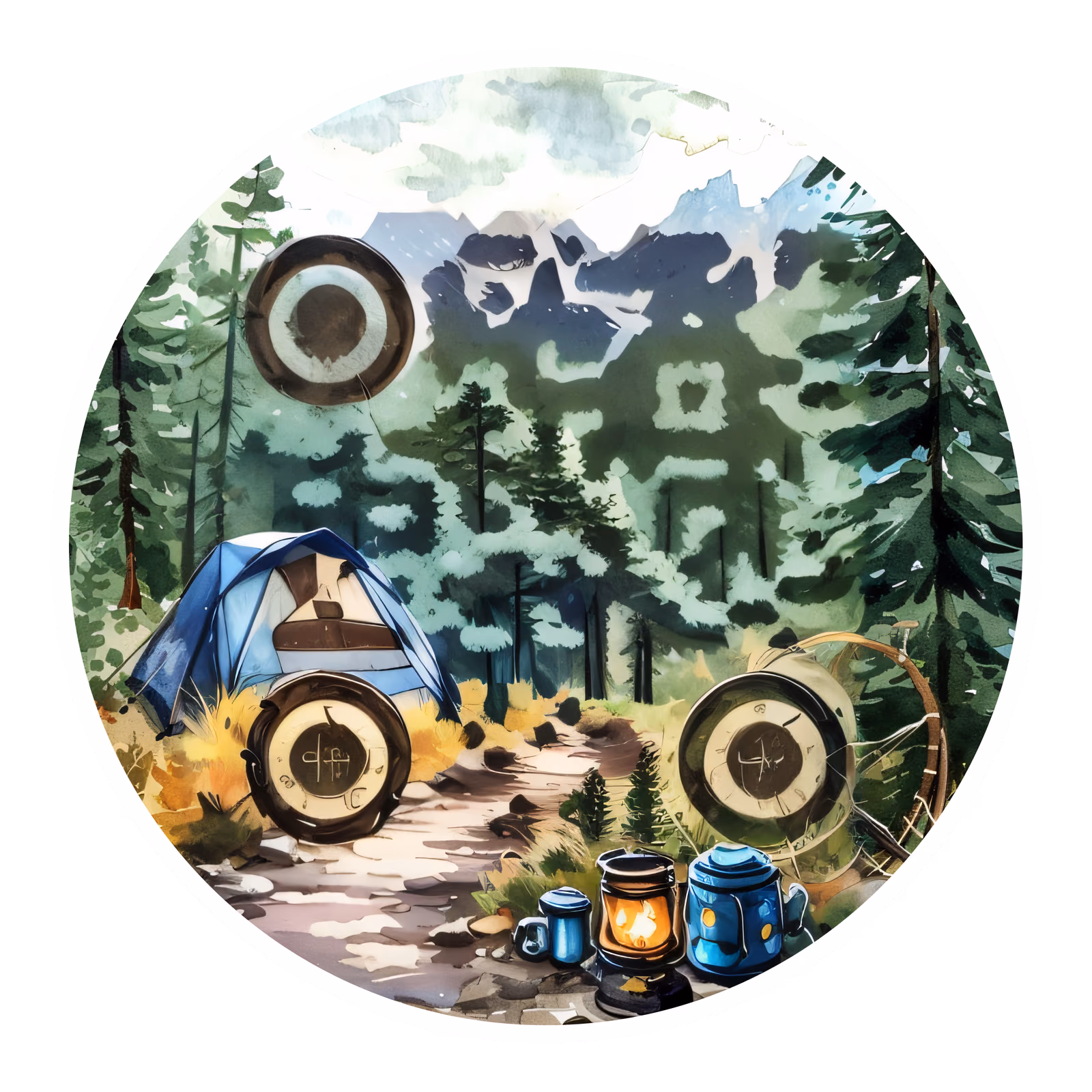 Лесной кемпинг в акварели: QR-код для стикеров — изображение 1