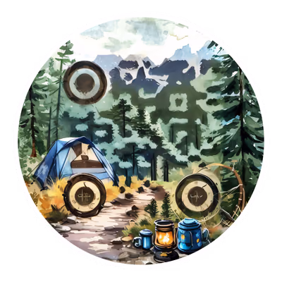 Лесной кемпинг в акварели: QR-код для стикеров — изображение 1