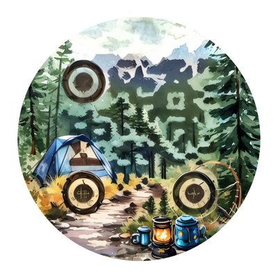 Forest Camping Watercolor QR Code for Stickers