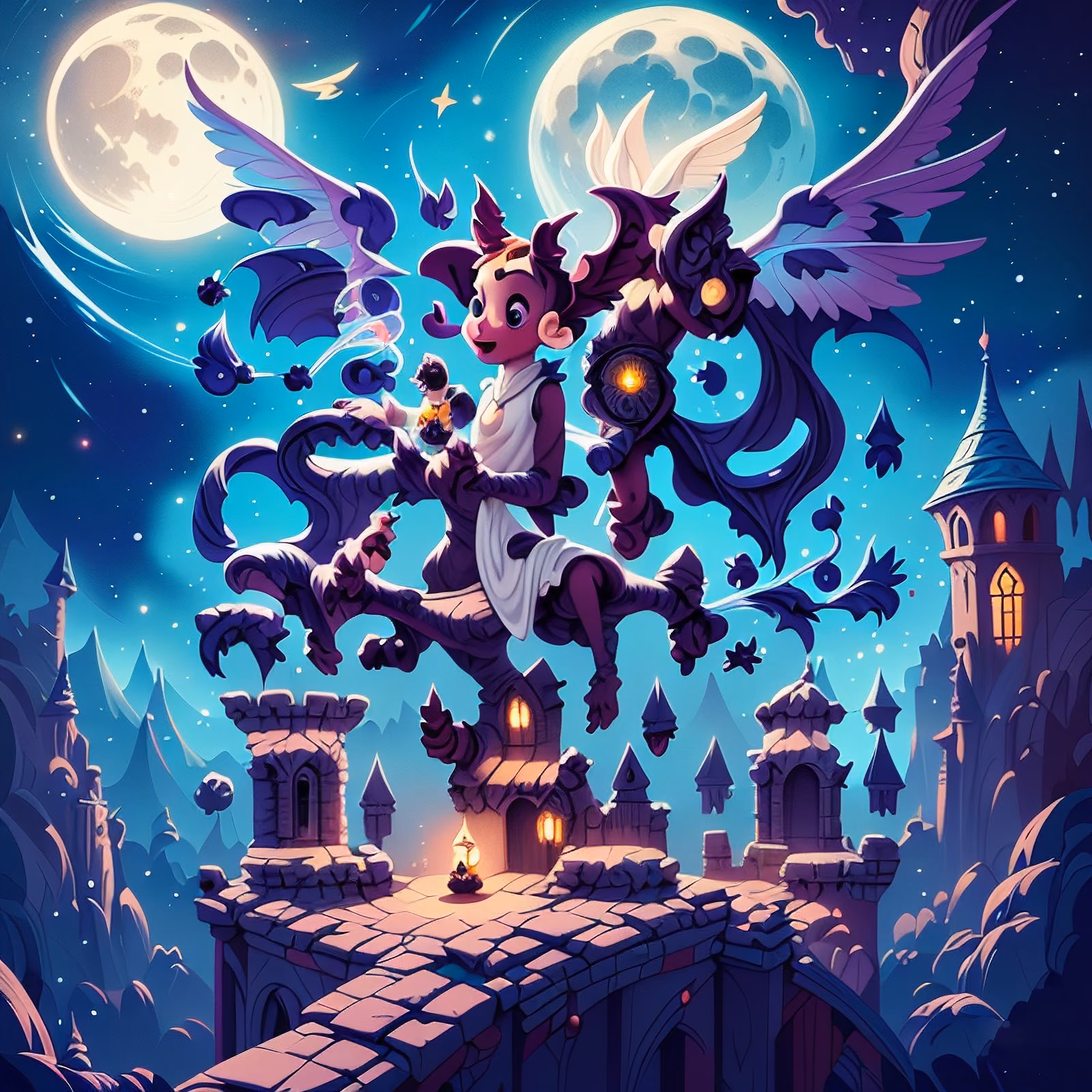Moonlit Castle Gargoyle Fantasy QR Code for Book Covers — image 1