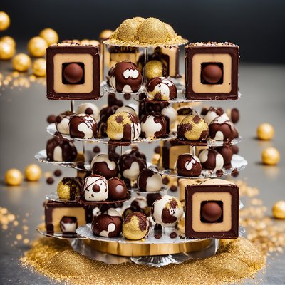 Chocolate Truffle Tower Photo QR Code for Packaging