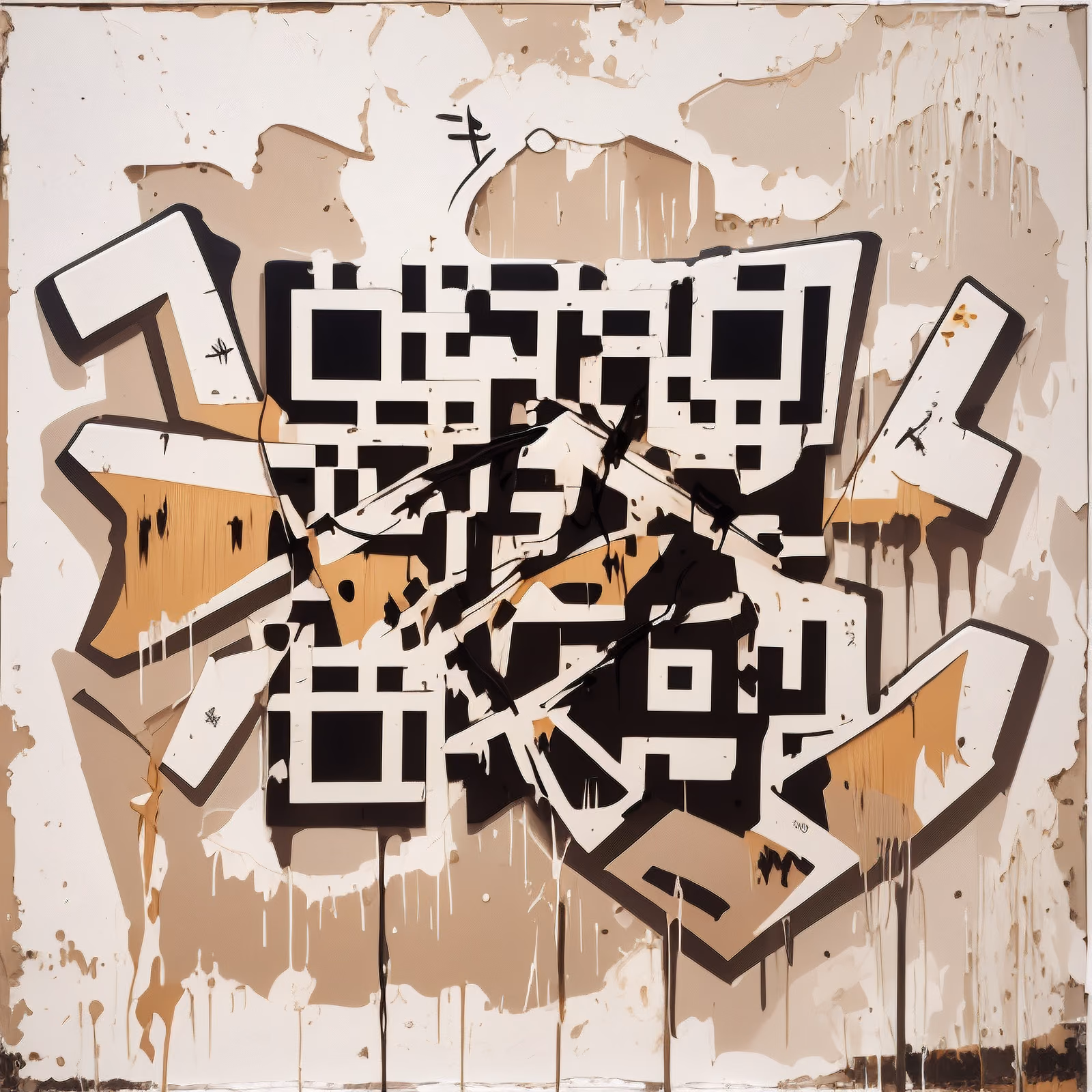 Граффити с блочными буквами: QR-код для постеров — изображение 1