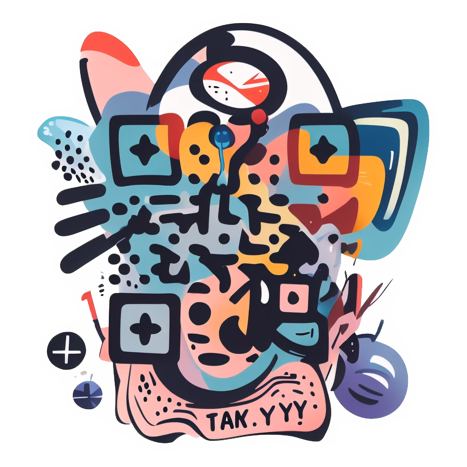 Игривые абстрактные кляксы, вектор: QR-код для наклеек — изображение 1