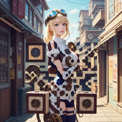 Steampunk Anime Girl With Goggles QR Code for Posters