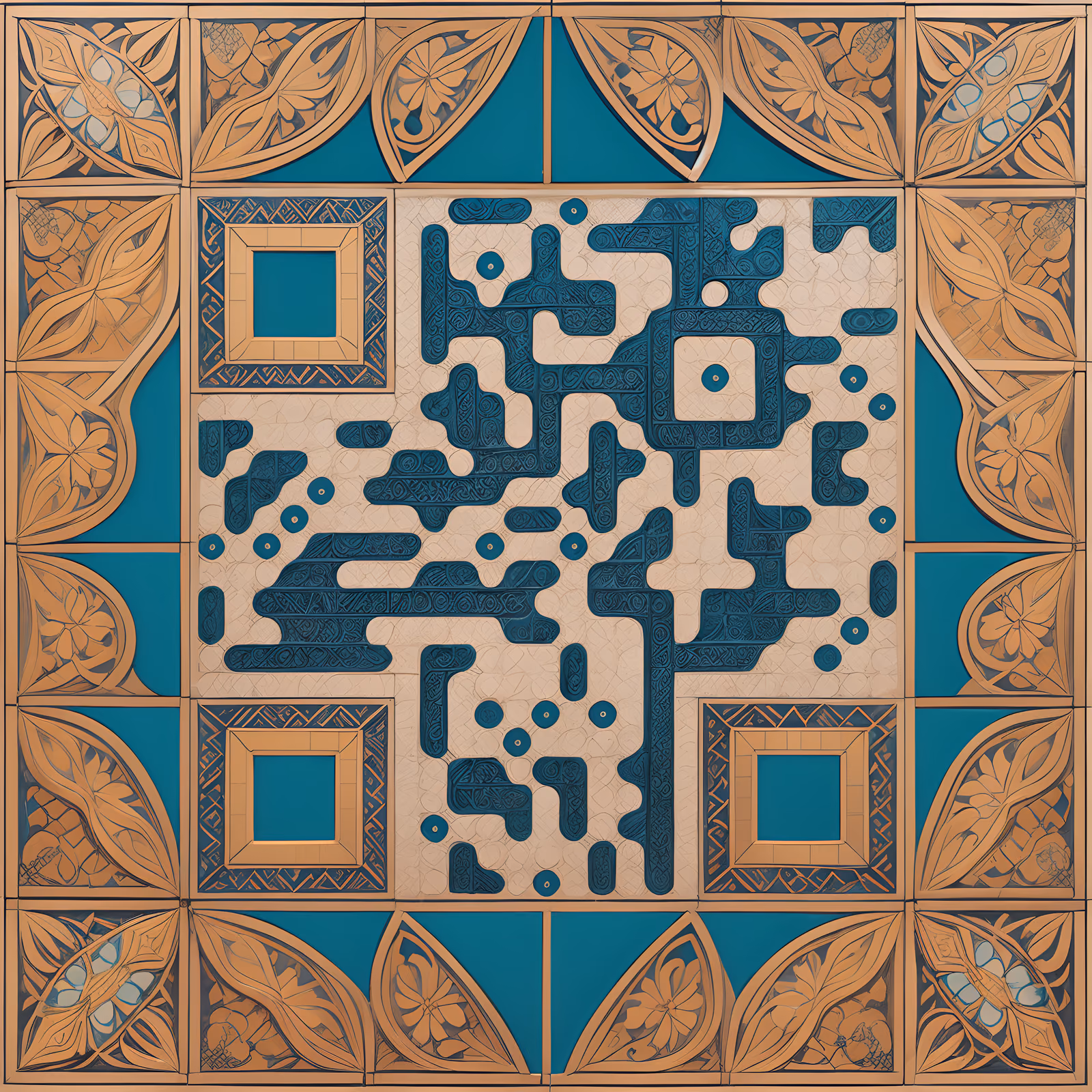 Persian Tilework Arabesque QR Code Art — image 1