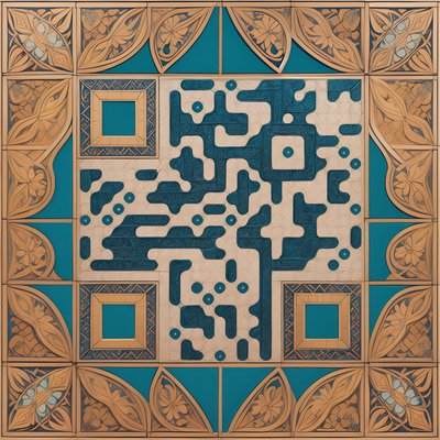 Persian Tilework Arabesque QR Code Art