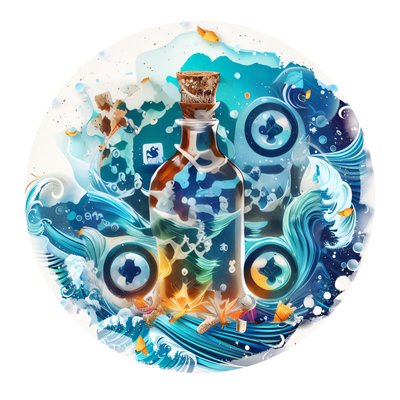 Bottle on Waves Vector QR Code for Stickers