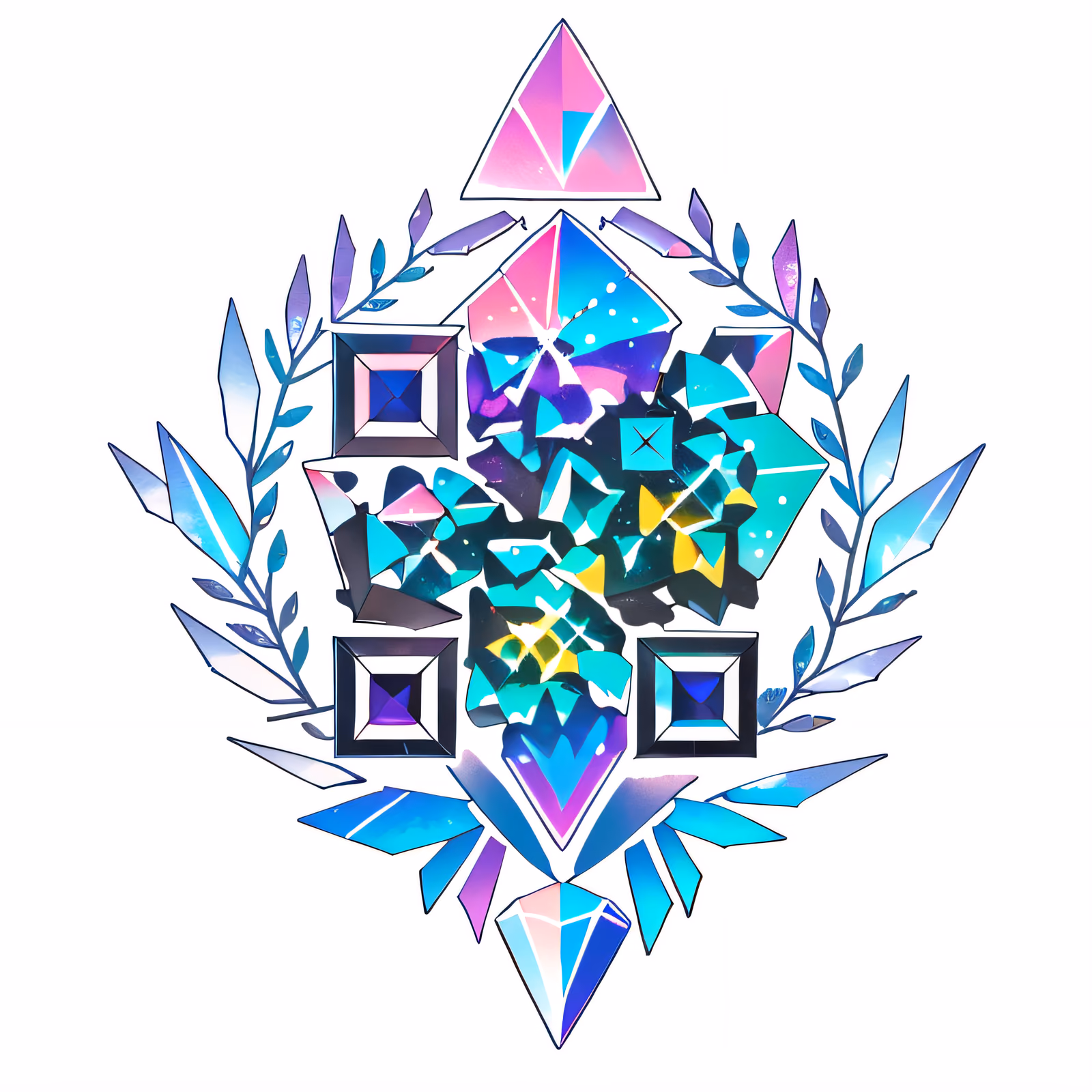 Rainbow Crystal Cluster Tattoo QR Code for Temporary Tattoos — image 1