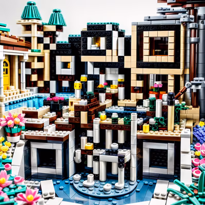 Brick Garden Courtyard Diorama QR Code for Packaging — image 1