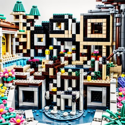 Brick Garden Courtyard Diorama QR Code for Packaging