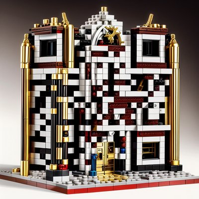Brick Bank Building Gold Dragon QR Code for Posters