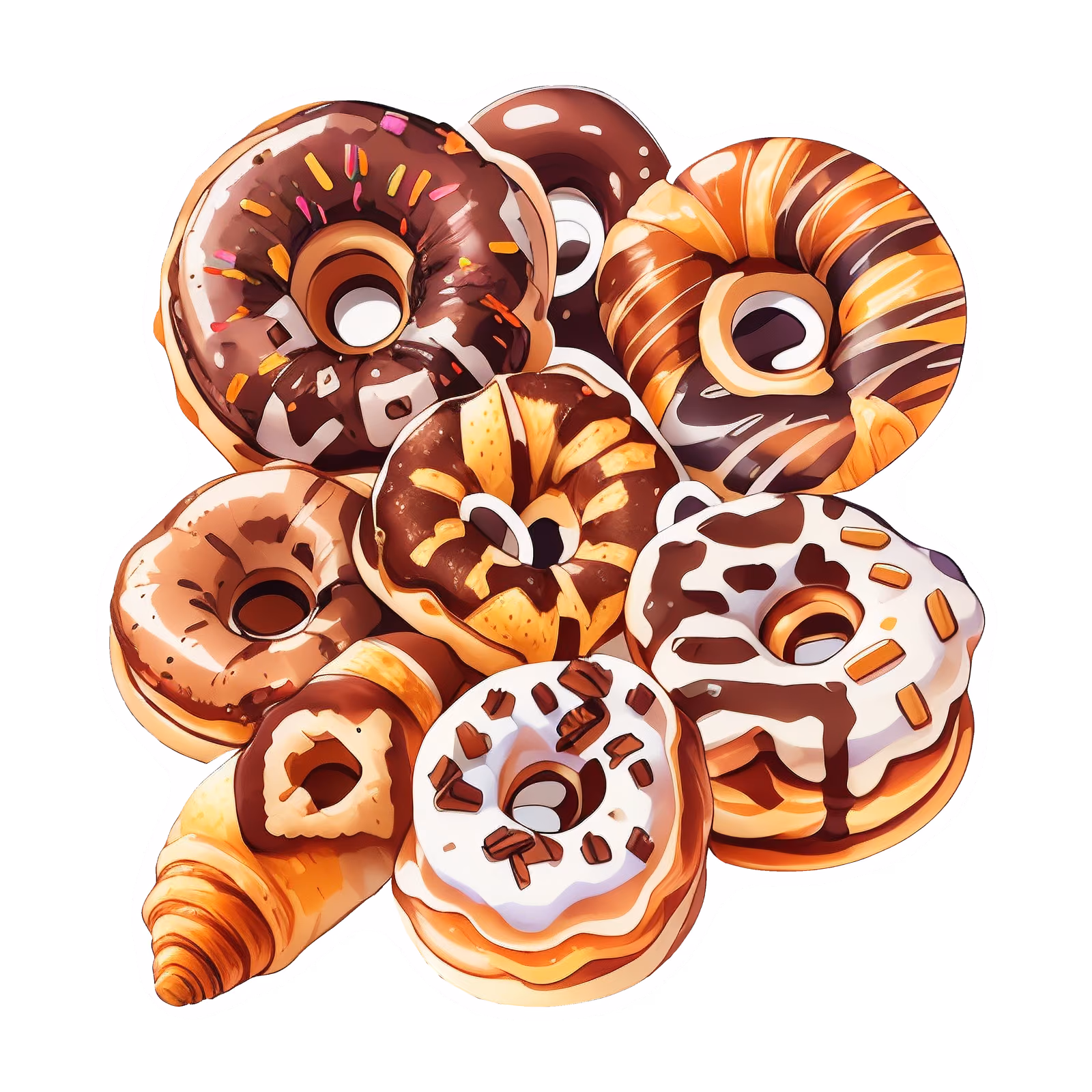 Donuts and Croissant Vector QR Code for Stickers — image 1