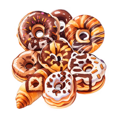 Donuts and Croissant Vector QR Code for Stickers — image 1