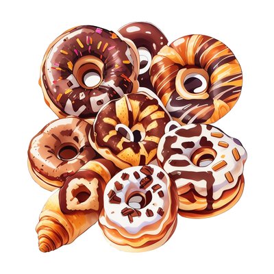 Donuts and Croissant Vector QR Code for Stickers
