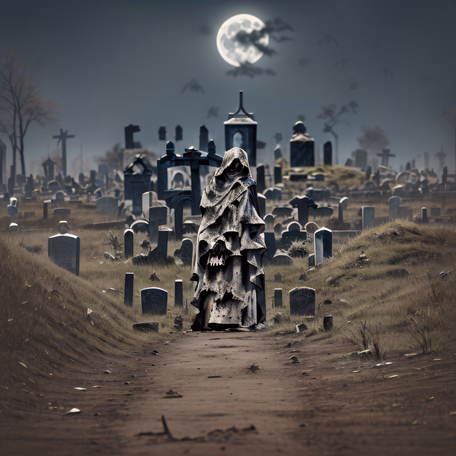 Hooded Ghost Graveyard Gothic QR Code for Posters — image 1
